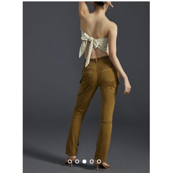 NWT Anthropologie Pilcro Y2K Low-Rise Slim Pants 31 $160 Gold Ankle Zippers - Picture 4 of 11